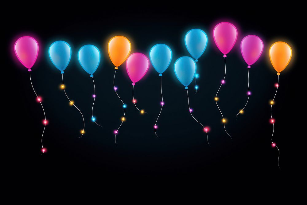Balloons border illuminated celebration anniversary. AI generated Image by rawpixel.
