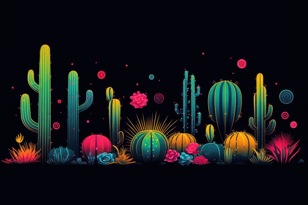 Cactuses border outdoors plant art. AI generated Image by rawpixel.