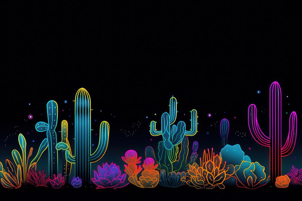 Cactuses border outdoors purple nature. AI generated Image by rawpixel.