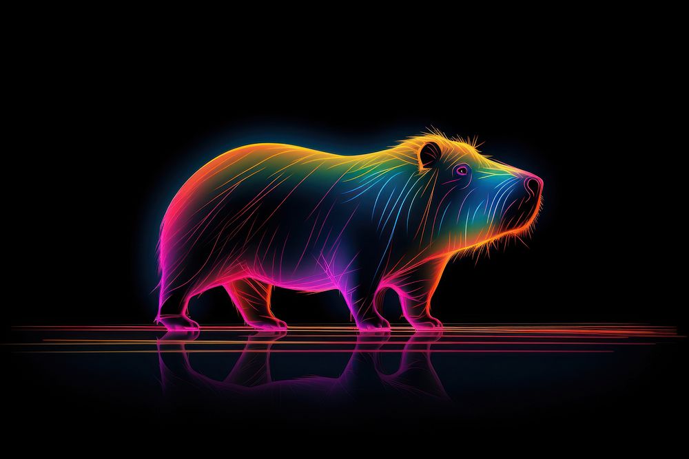 Capybara border mammal animal purple. AI generated Image by rawpixel.