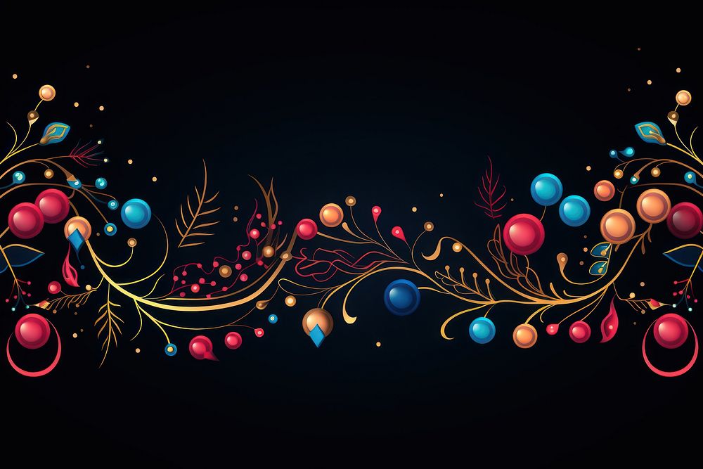 Christmas decorations border pattern art illuminated. AI generated Image by rawpixel.