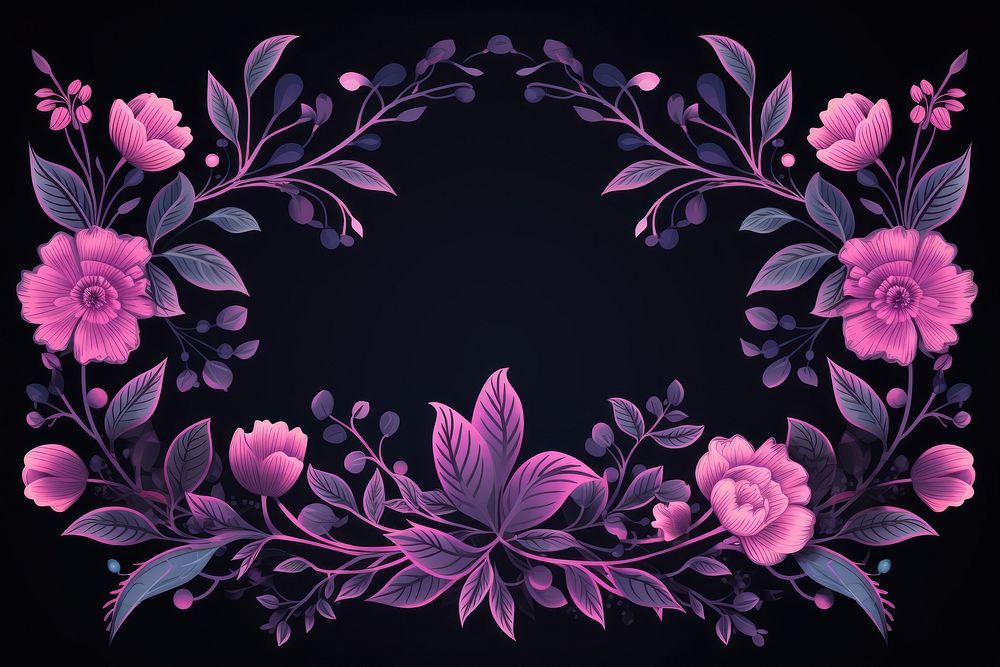 Floral border pattern flower purple. AI generated Image by rawpixel.