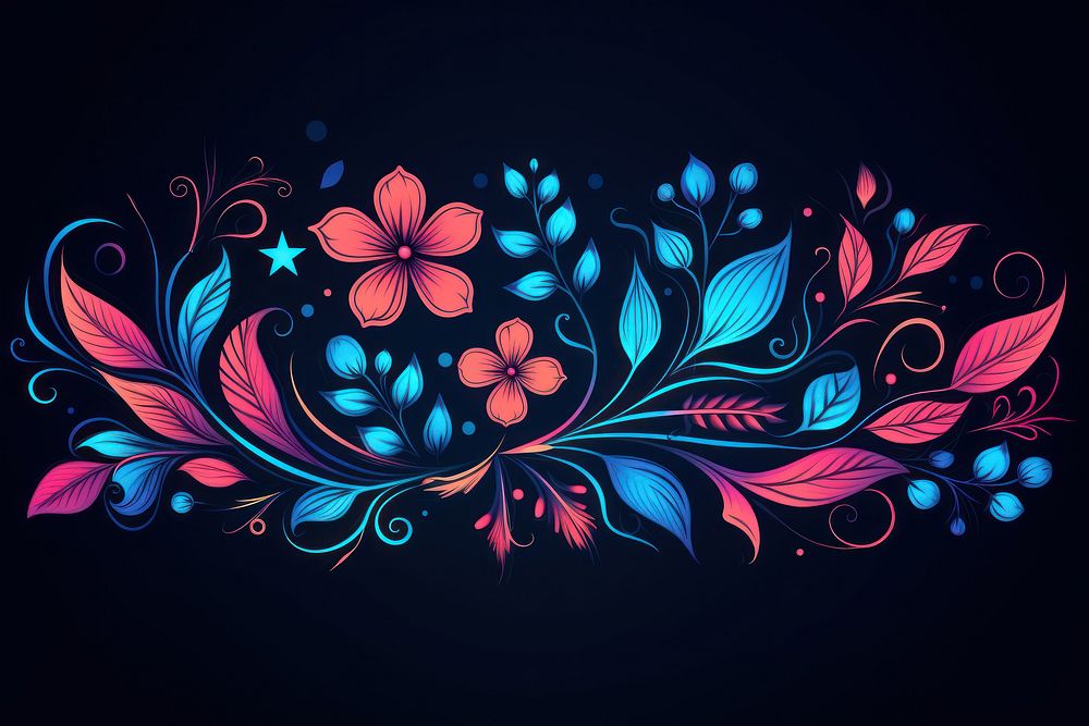 Floral border pattern art illuminated. AI generated Image by rawpixel.