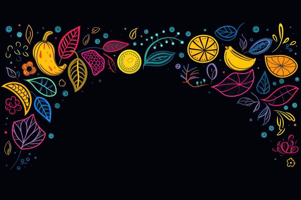 Fruit border pattern line art. AI generated Image by rawpixel.