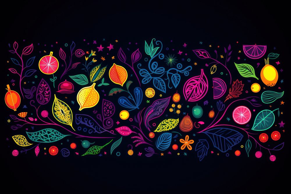 Fruit border pattern purple art. AI generated Image by rawpixel.