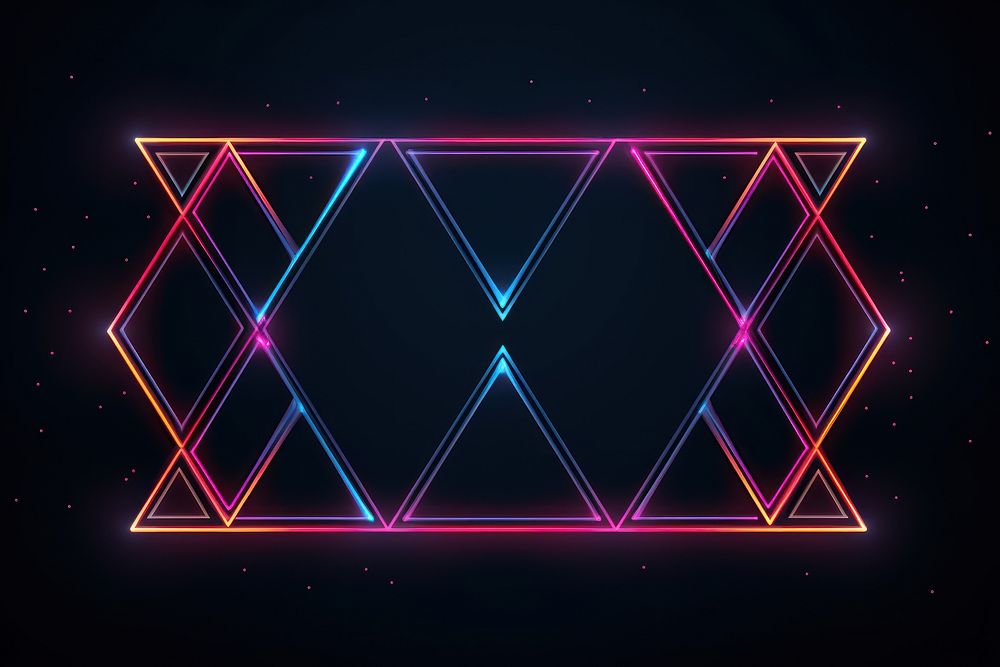 Geometric shapes border neon light night. AI generated Image by rawpixel.