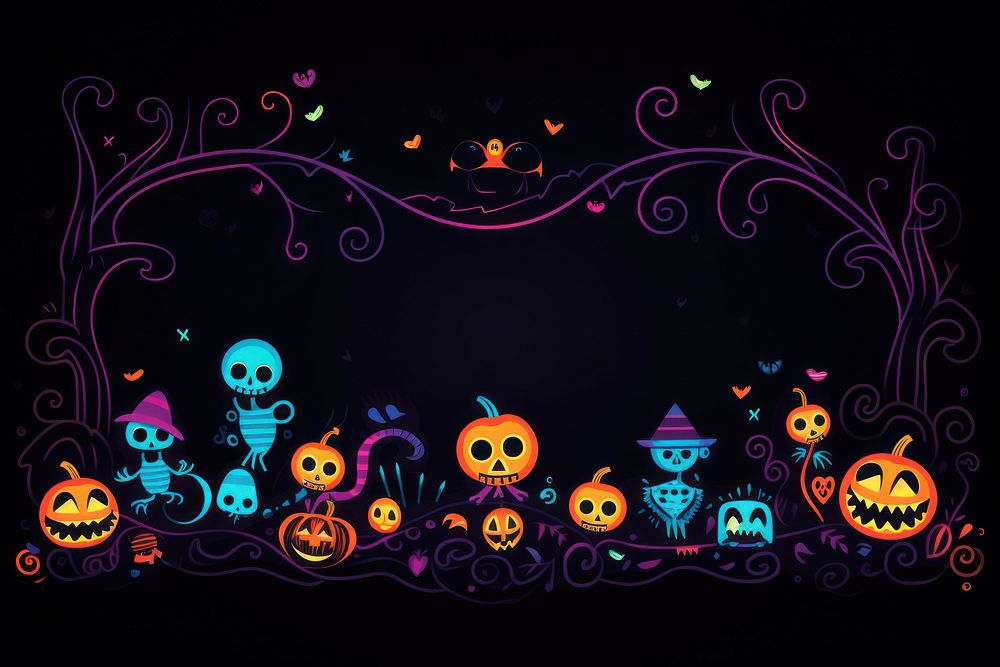 Halloween border anthropomorphic jack-o'-lantern representation. AI generated Image by rawpixel.