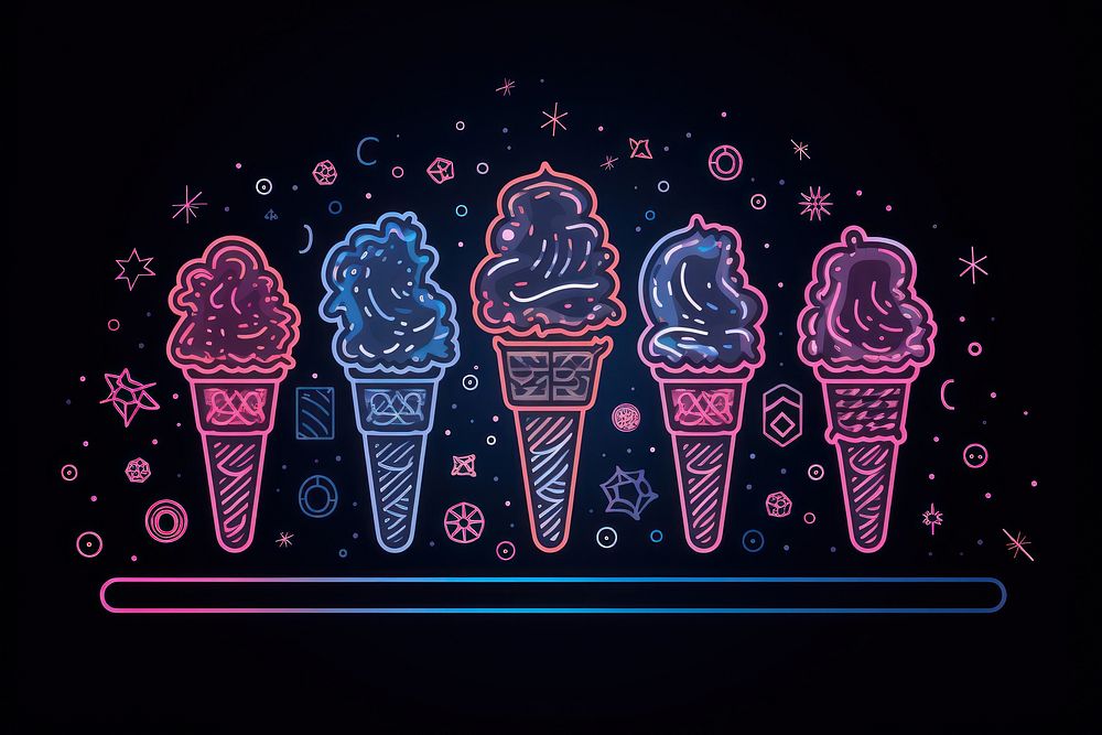 Icecreams border dessert food neon. AI generated Image by rawpixel.