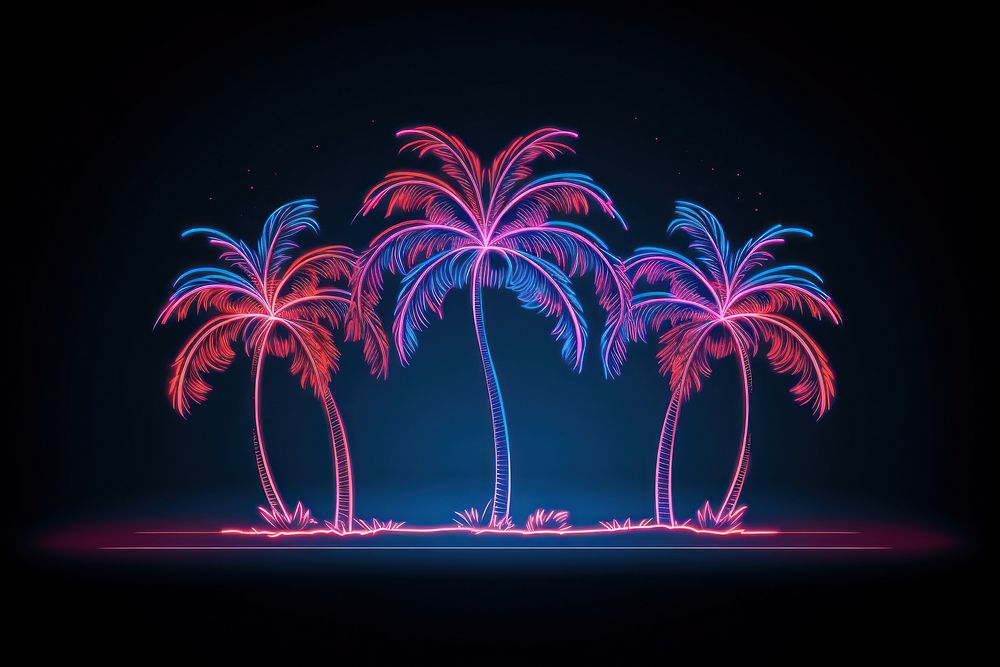 Palm trees border outdoors nature night. AI generated Image by rawpixel.