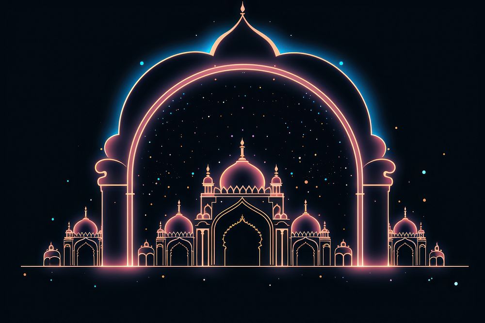 Ramadan border architecture building dome. AI generated Image by rawpixel.