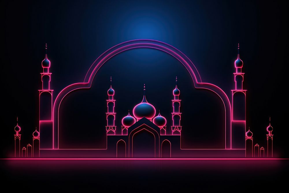 Ramadan border architecture building light. AI generated Image by rawpixel.