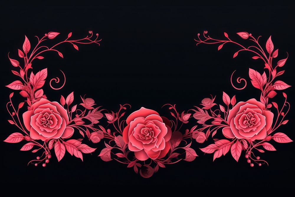 Rose border pattern flower plant. AI generated Image by rawpixel.