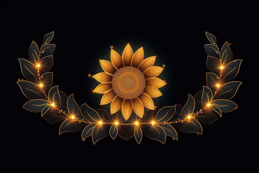 Sunflower border pattern inflorescence illuminated. AI generated Image by rawpixel.