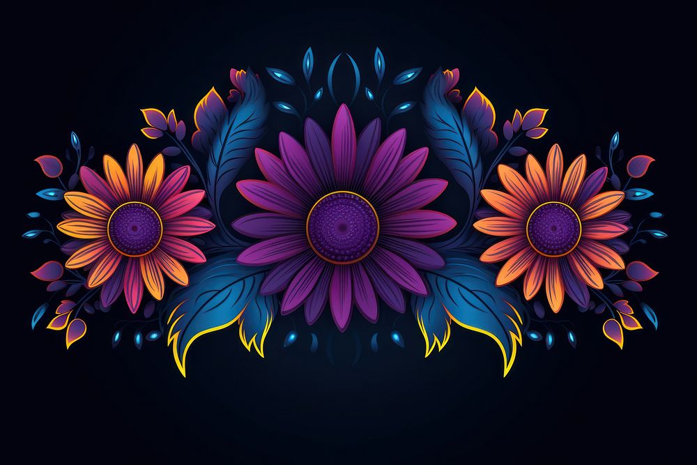 Sunflower border pattern purple plant. AI generated Image by rawpixel.