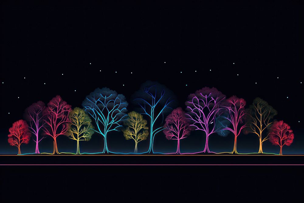 Trees border outdoors nature night. AI generated Image by rawpixel.