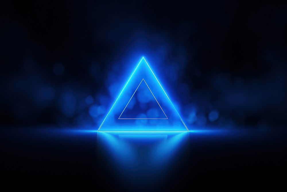 Blue triangle neon background illuminated futuristic darkness. AI generated Image by rawpixel.