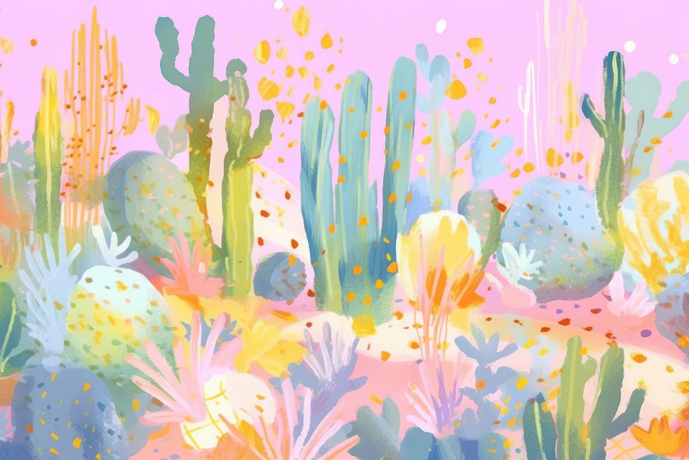  Cactus pattern backgrounds painting. AI generated Image by rawpixel.