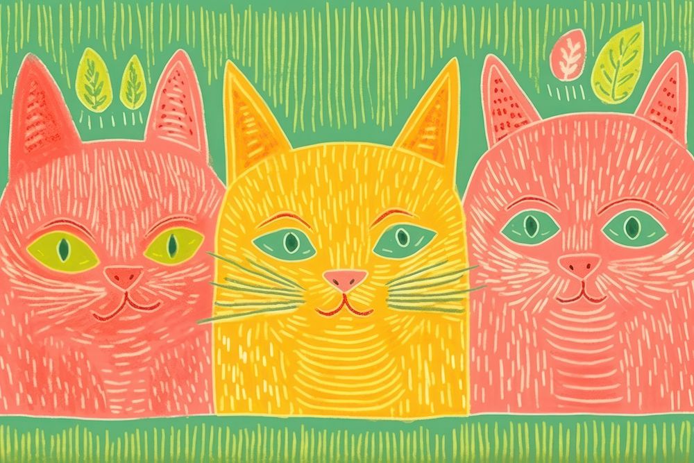  Cat backgrounds painting pattern. AI generated Image by rawpixel.