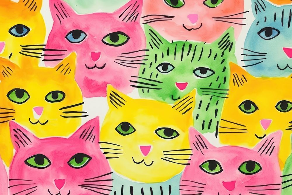  Cat backgrounds pattern drawing. AI generated Image by rawpixel.