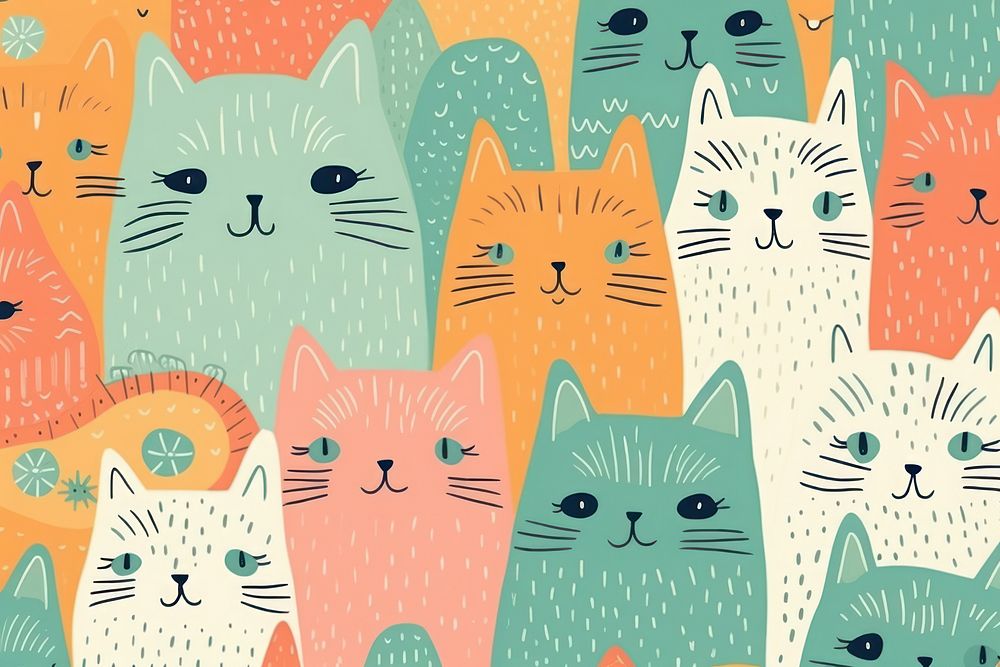  Cat pattern backgrounds mammal. AI generated Image by rawpixel.