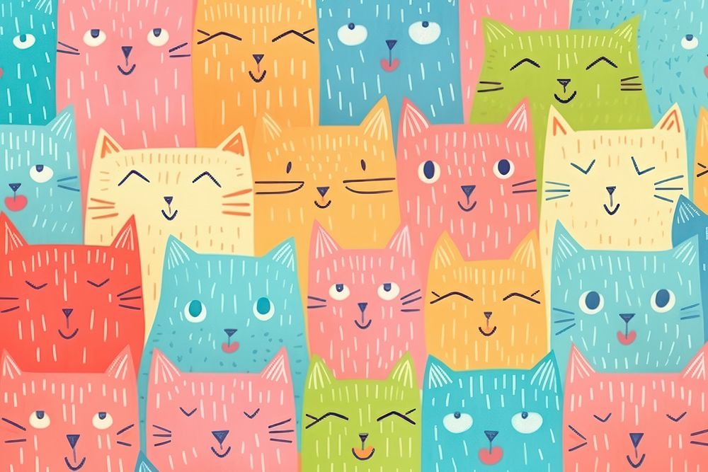  Cat pattern backgrounds art. AI generated Image by rawpixel.