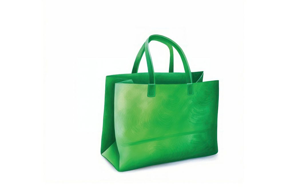 Tote bag green handbag white background accessories.