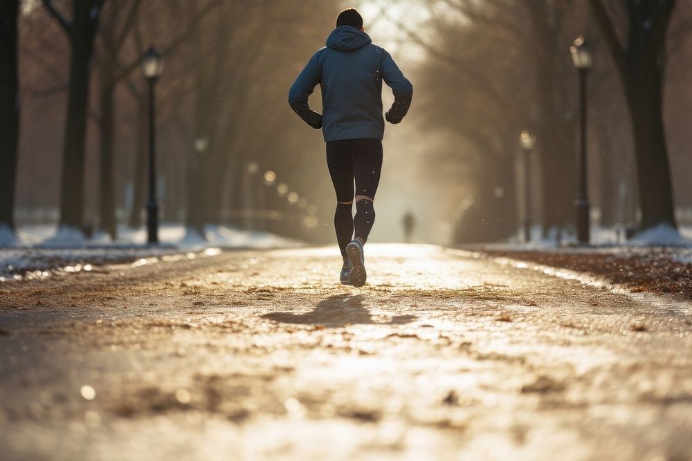 Man running jogging winter adult. AI generated Image by rawpixel.