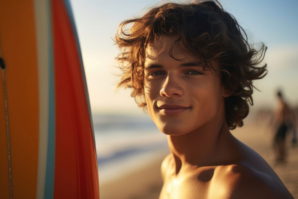Surfboard portrait outdoors beach. AI generated Image by rawpixel.