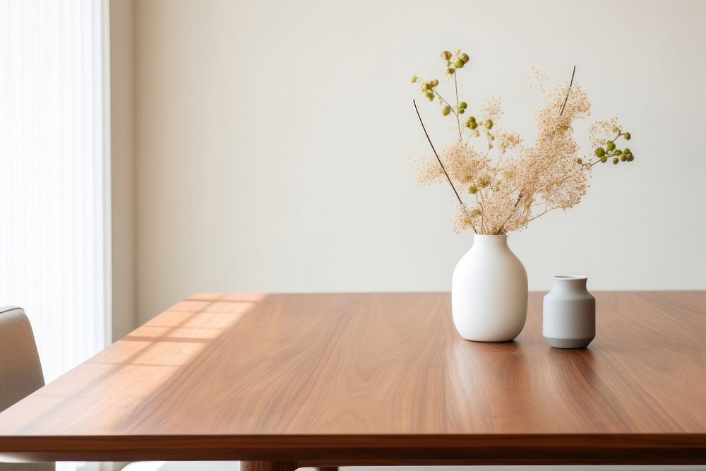 Dining table in dining room furniture flower plant. AI generated Image by rawpixel.