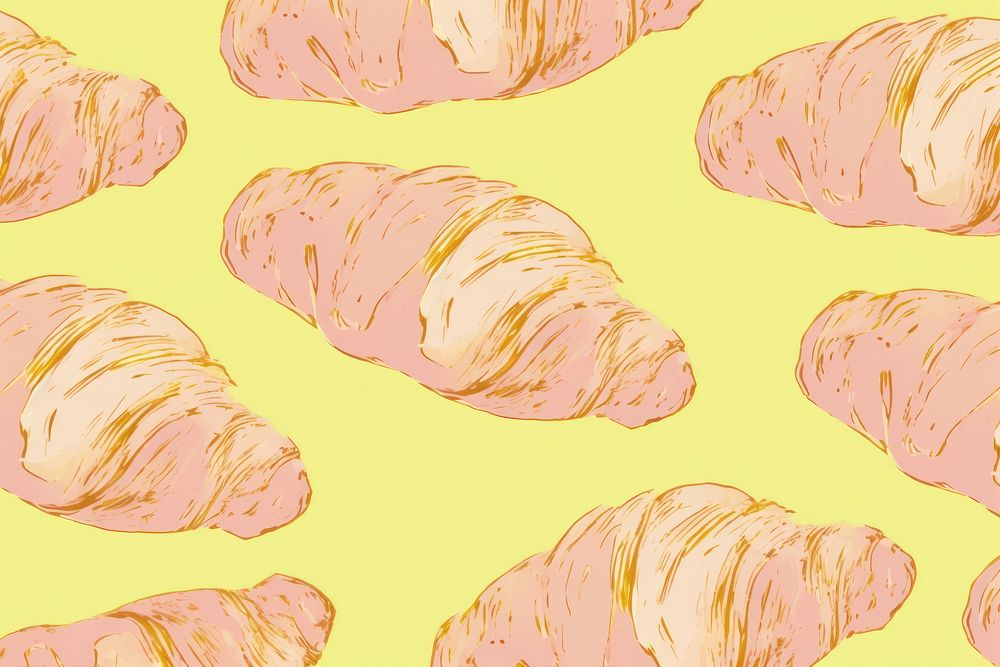  Croissant backgrounds pattern food. AI generated Image by rawpixel.