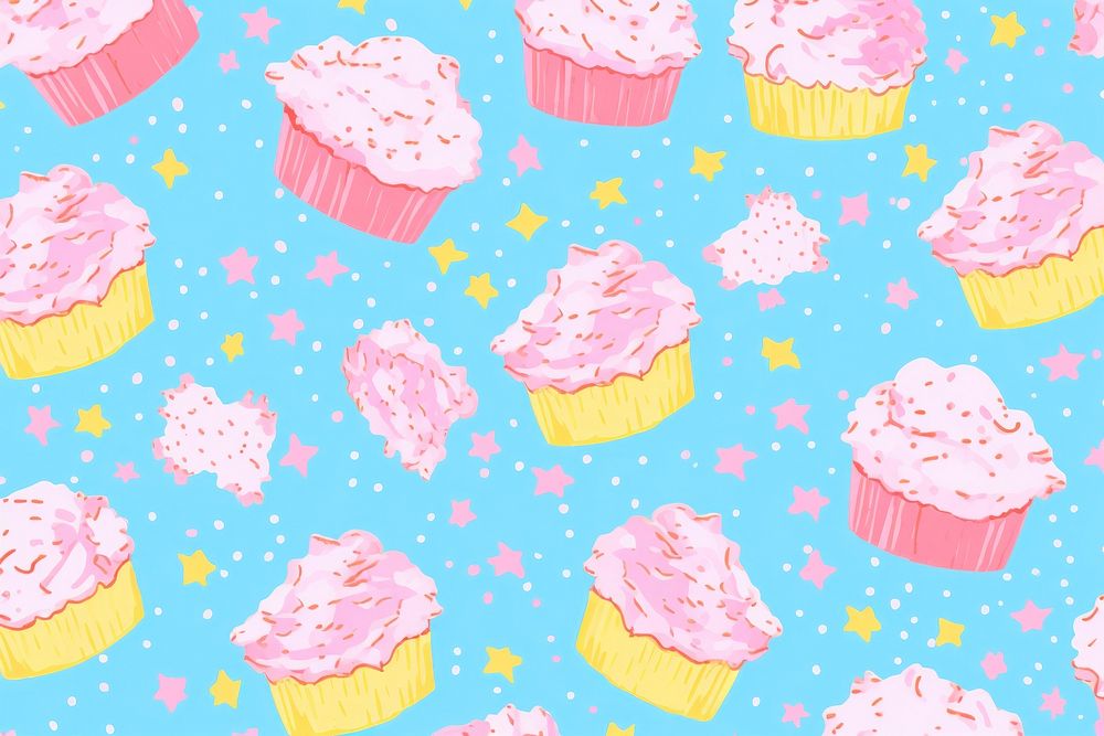 Cupcake backgrounds dessert pattern. AI generated Image by rawpixel.