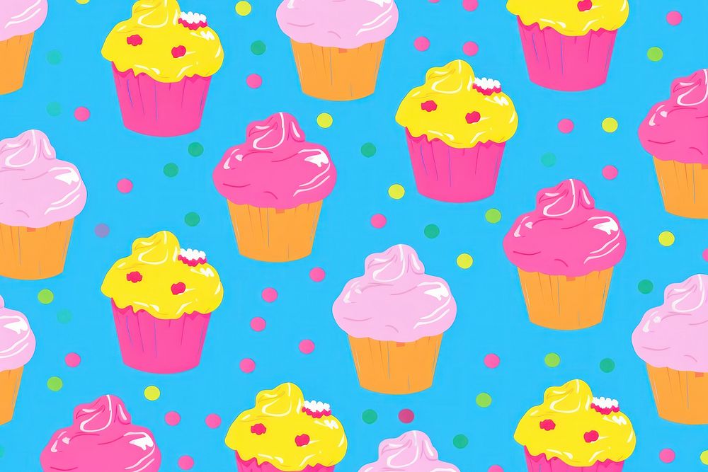  Cupcake pattern backgrounds dessert. AI generated Image by rawpixel.