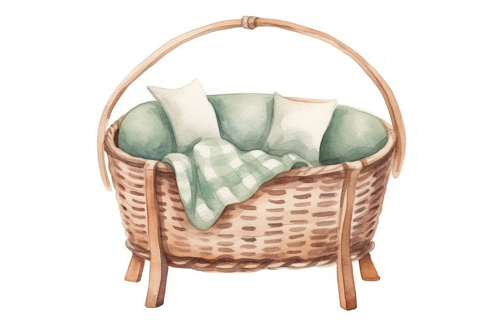 Bassinet furniture basket white background. AI generated Image by rawpixel.