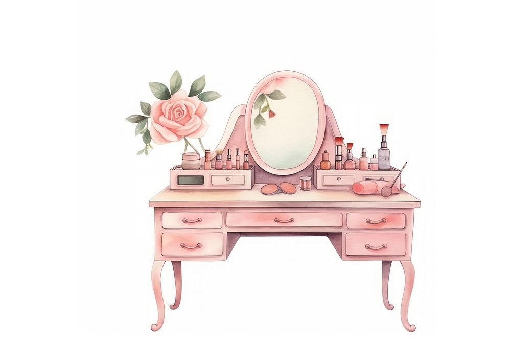 Dressing table furniture room white background. AI generated Image by rawpixel.