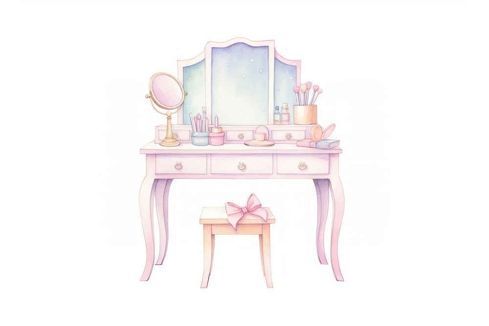 Dressing table furniture room white background. AI generated Image by rawpixel.