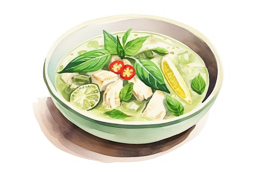 Green curry chicken food dish plate. AI generated Image by rawpixel.
