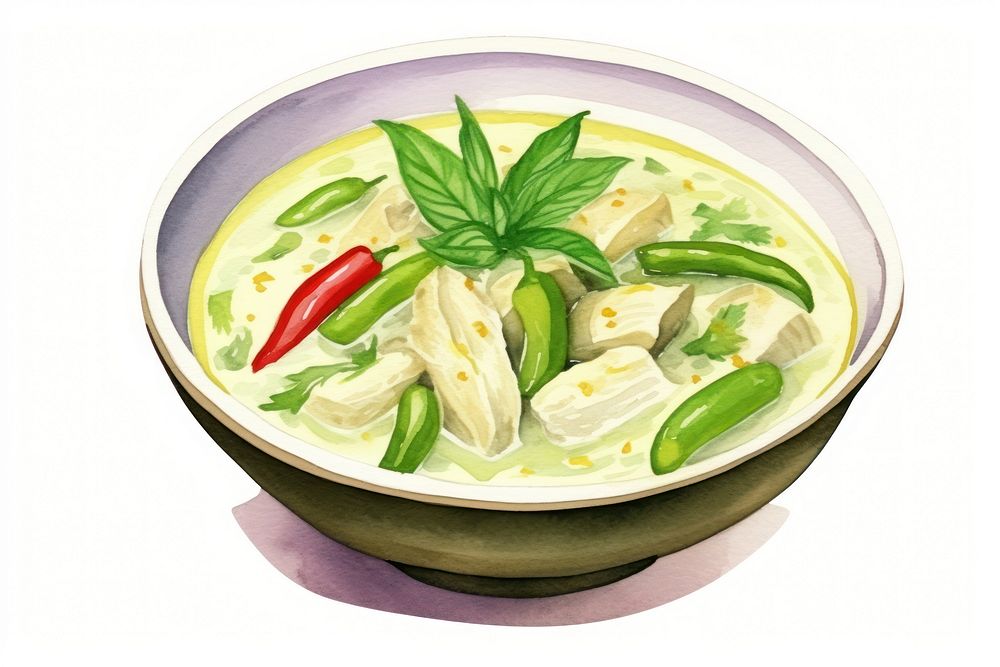 Green curry chicken food dish plate. AI generated Image by rawpixel.