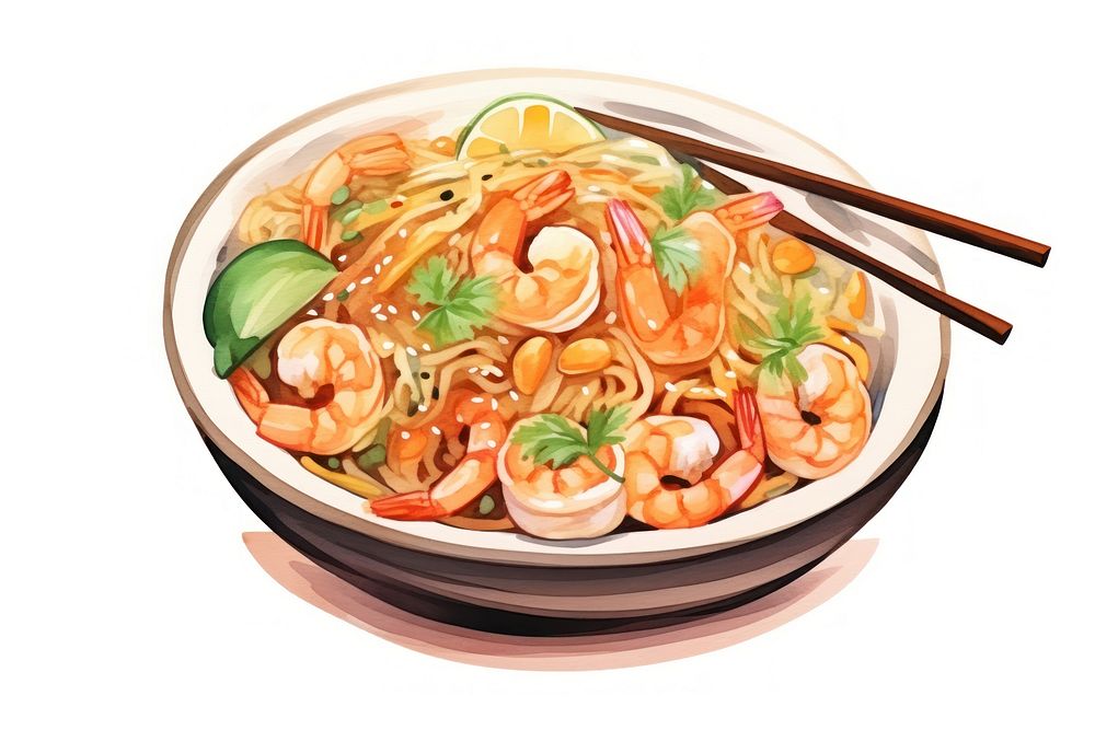 Pad Thai noodle food dish. AI generated Image by rawpixel.