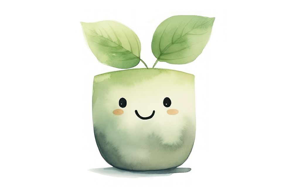 Plant pot leaf white background anthropomorphic. AI generated Image by rawpixel.