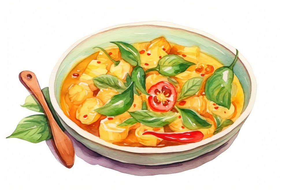 Spicy thai curry food dish plate. AI generated Image by rawpixel.