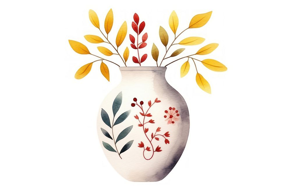 Vase plant art white background. AI generated Image by rawpixel.