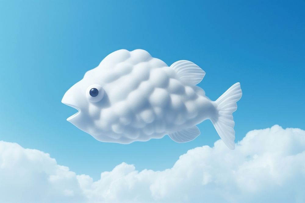 Fish shaped as a cloud animal sky underwater.