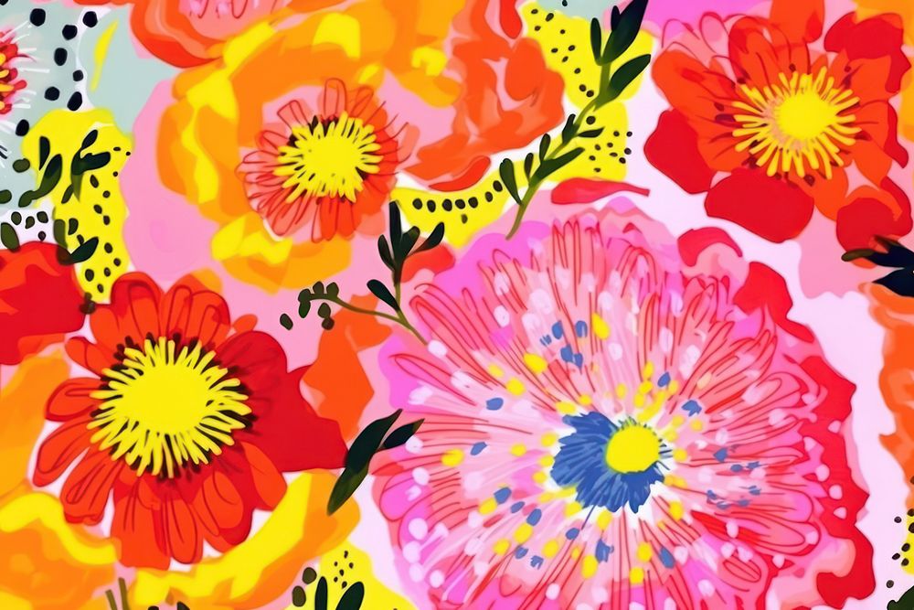  Flower pattern backgrounds painting. AI generated Image by rawpixel.