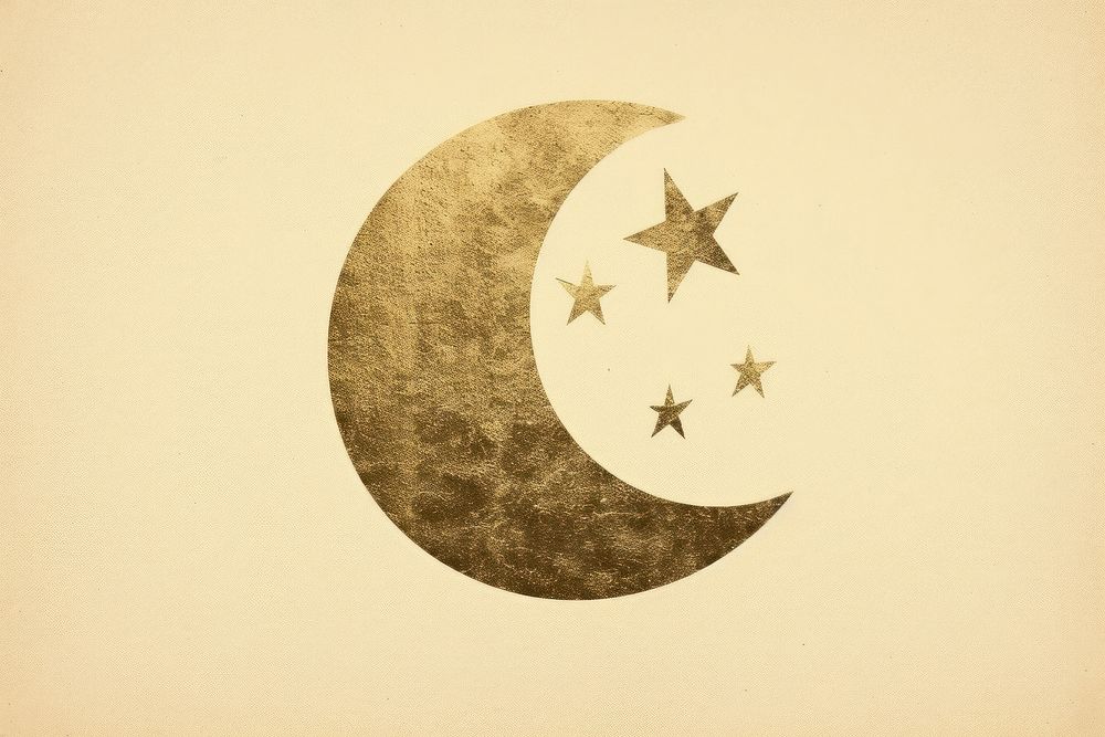 Cressent moon and star astronomy night calligraphy. AI generated Image by rawpixel.