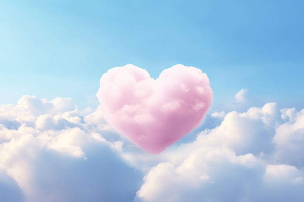 Heart shaped as a couple cloud in the vanilla sky tranquility cloudscape atmosphere.