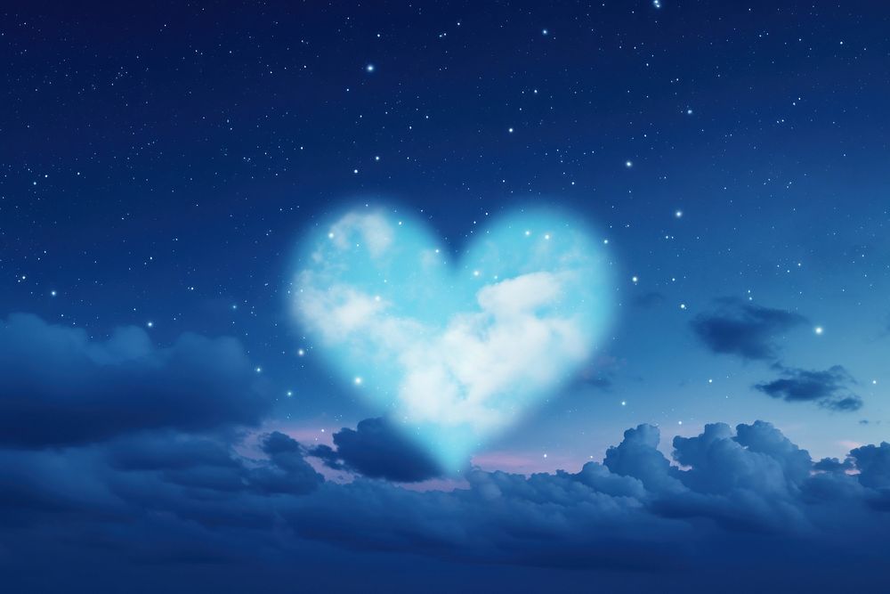 Heart shaped as a cloud in the night sky backgrounds astronomy outdoors.