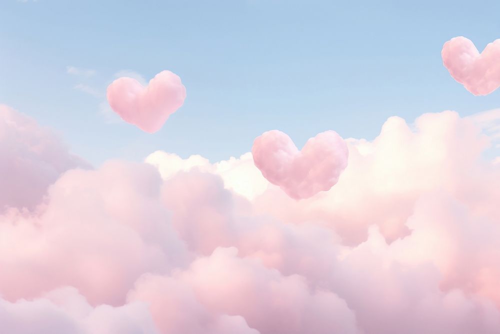 Hearts shaped as a clouds in the pastel sky background backgrounds outdoors balloon.