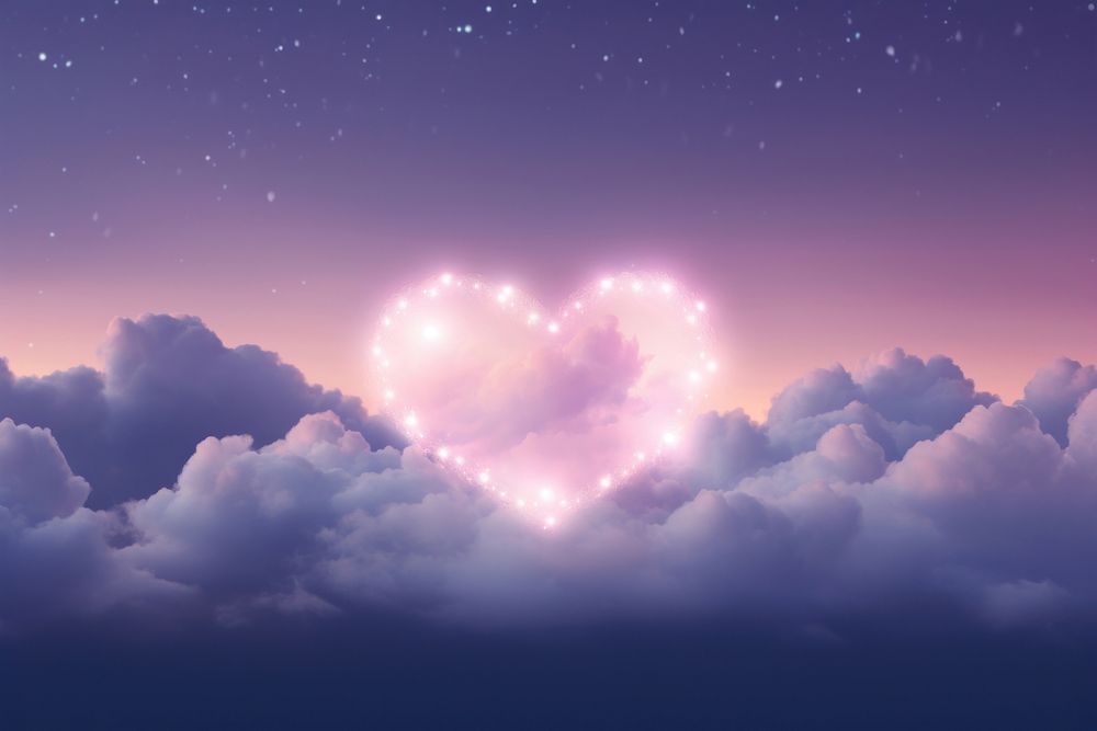 Hearts shaped clouds in the night sky backgrounds astronomy outdoors.