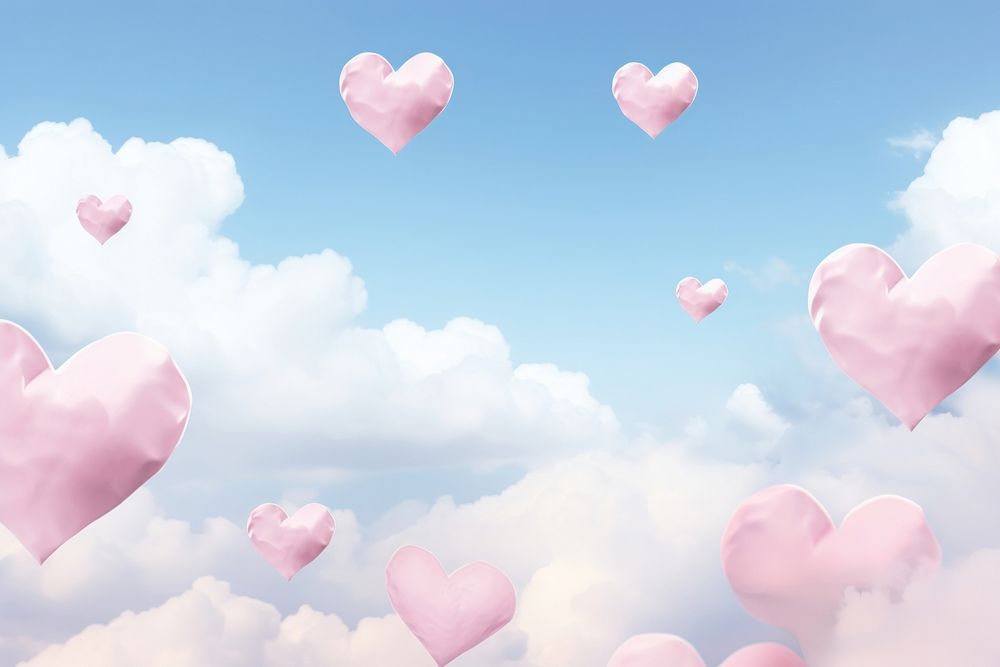 Hearts shaped clouds in the space sky backgrounds balloon tranquility.