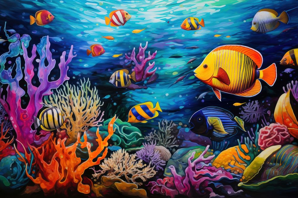 Multi-colored fish aquarium outdoors animal.